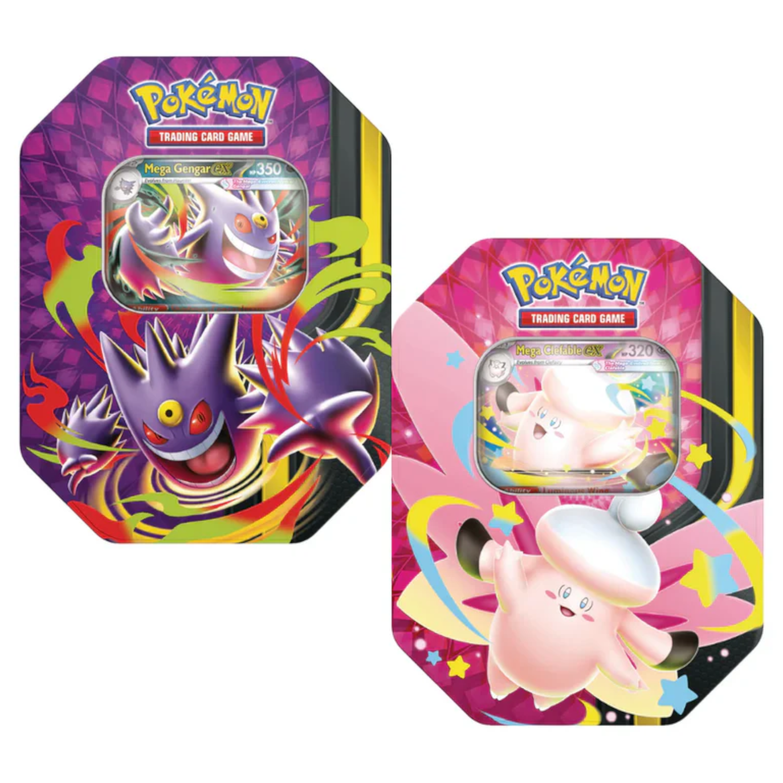 pokemon gengar booster pack Bundle Mega Moonlit Tin Mega Gengar & Mega Clefable (PREORDER) – ShinyPax
