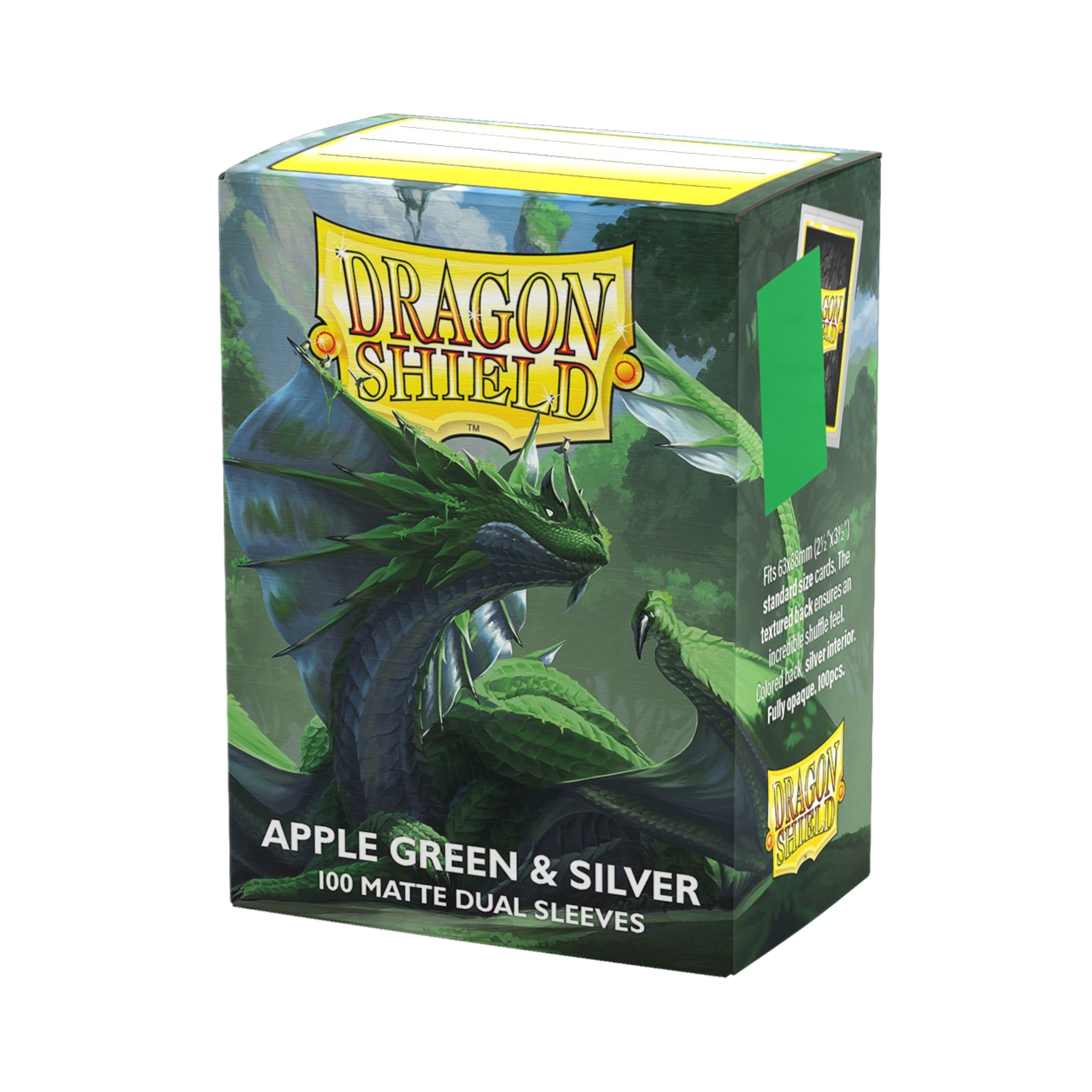 DRAGON SHIELD 100CT BOX DUAL MATTE GREEN APPLE & SILVER