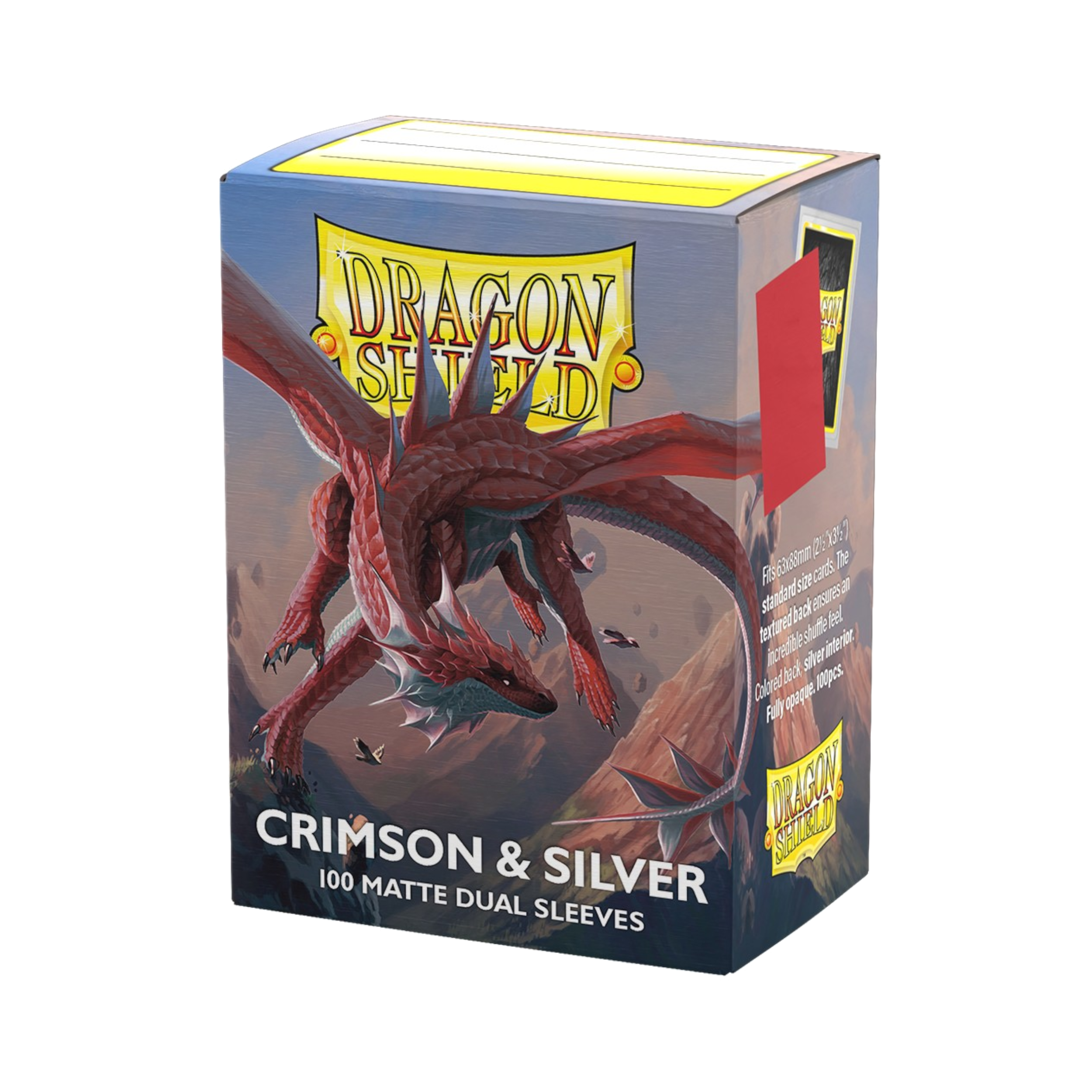 DRAGON SHIELD 100CT BOX DUAL MATTE CRIMSON & SILVER